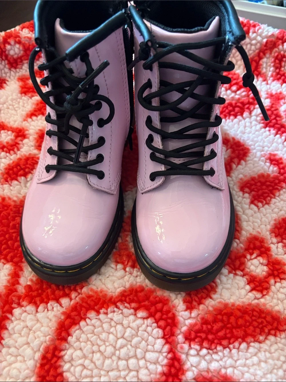 NWOT Dr. Martens Pink Patent Lace-Up Combat Boots